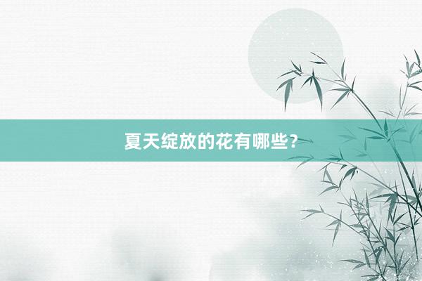 夏天绽放的花有哪些？